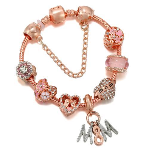 Bracelet À Breloques Papillon Rose Doré Pour Femme,Avec Une Couronn... on Productcaster.