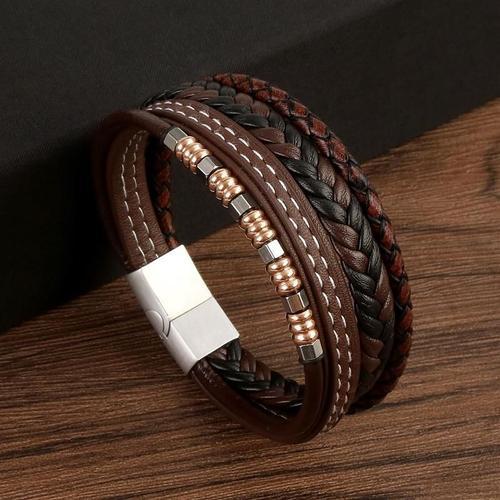 Bracelet En Cuir Perlé Multicouche Pour Hommes,Bijoux De Mode,Class... on Productcaster.