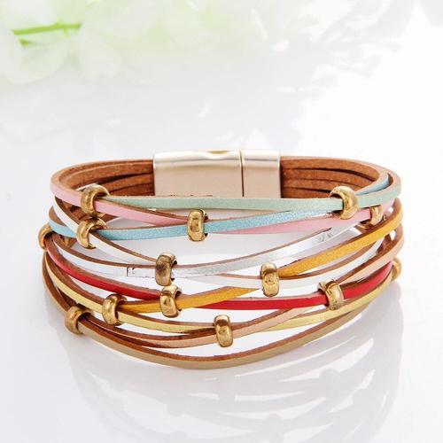 Bracelet En Cuir Multicouche Pour Femmes,Fermoir Magnétique,Breloqu... on Productcaster.