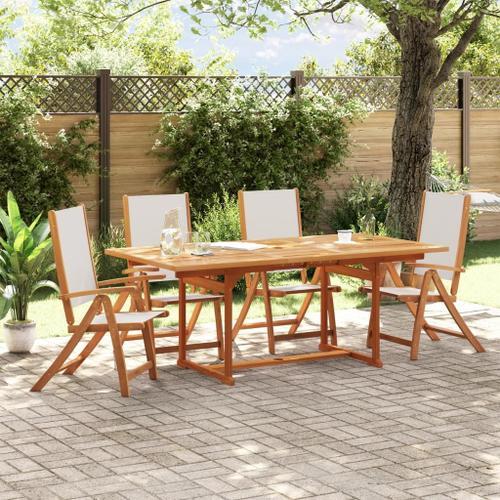 Vidaxl Chaises Pliables De Jardin Lot De 4 Bois D'acacia Et Textilène on Productcaster.