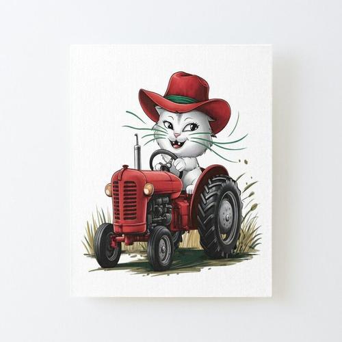 Canevas imprimer Country Cattain Whimsical Kitty conduit un tracteu... on Productcaster.