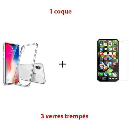 Pour Iphone X - Coque Silicone + Lot X3 Film Verre Trempe Verre Tre... on Productcaster.