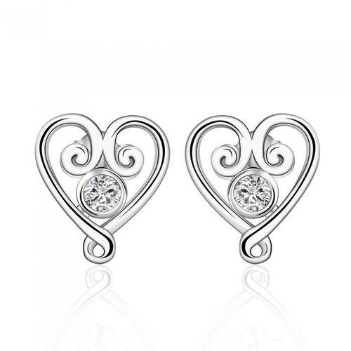 Boucles D'oreilles Coeur Gothique Oxyde De Zirconium Argenté Femme on Productcaster.