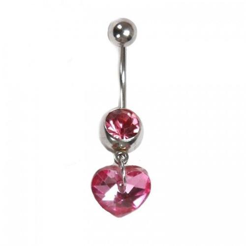 Piercing Nombril Coeurs Cristal Acier Inoxydable Femme Couleur Rose on Productcaster.