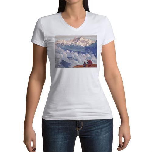 T-Shirt Femme Col V Perles De Recherche / Par Nicholas Roerich on Productcaster.