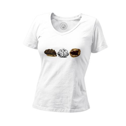 T-Shirt Femme Col V Carapace Tortue Minimaliste Biologie Illustrati... on Productcaster.