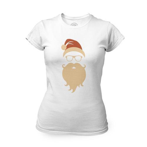 T-Shirt Femme Col Rond Père Noel Hipster Noel Hiver Cadeau on Productcaster.