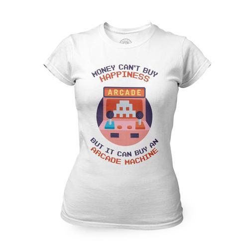 T-Shirt Femme Col Rond Arcade Machine Money Can't Buy Happiness Jeu... on Productcaster.