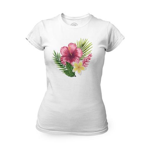 T-Shirt Femme Col Rond Flore Hawaii Fleurs Tropical Exotique Jungle... on Productcaster.