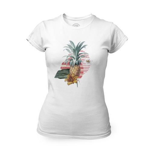 T-Shirt Femme Col Rond Ananas Et Fleurs Tropicales Exotique Jungle ... on Productcaster.