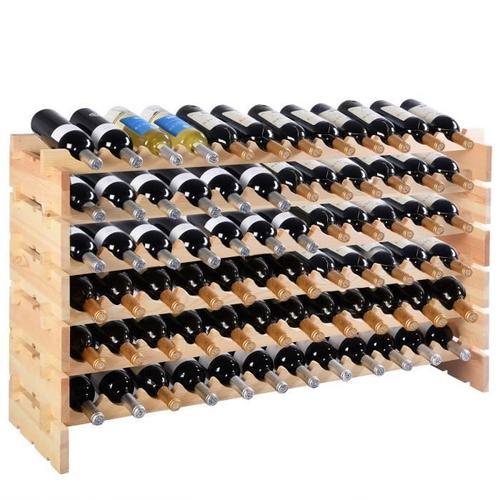 Costway Porte-Bouteilles En Bois De Pin Massif Pour 72 Bouteilles C... on Productcaster.