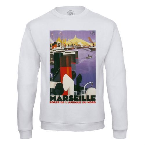 Sweat Shirt Homme Marseille Bateaux Affiche Poster Vintage Voyage A... on Productcaster.