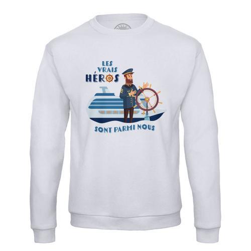 Sweat Shirt Homme Les Vrais Héros - Marin Métier Bateau on Productcaster.