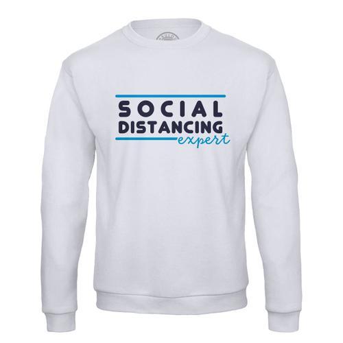 Sweat Shirt Homme Social Distancing Expert Covid Virus Santé Humour on Productcaster.