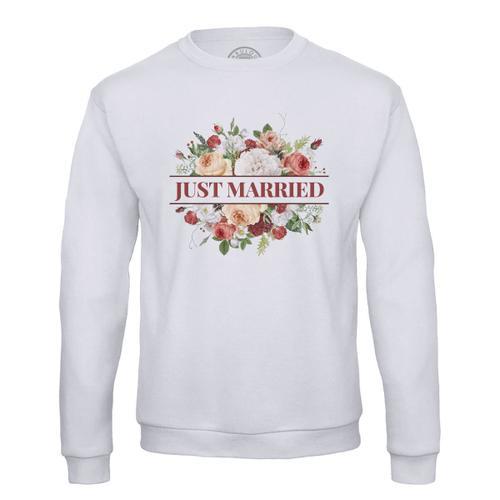 Sweat Shirt Homme Just Married Mariage Mariée Bouquet Fleurs on Productcaster.