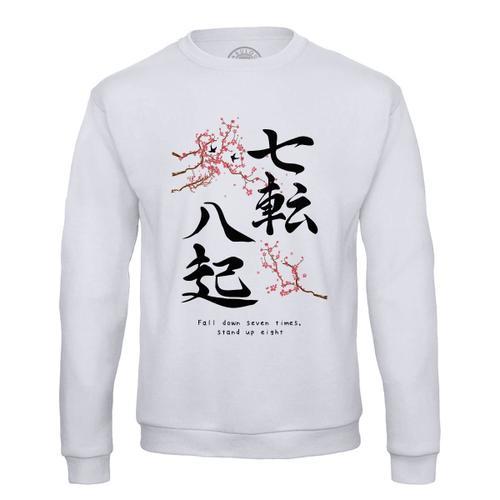 Sweat Shirt Homme Proverbe Fall Down Japon Asie Culture Sakura on Productcaster.