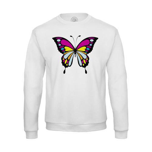 Sweat Shirt Homme Dessin De Papillon Noir Rose Jaune Orange Bleu Vi... on Productcaster.