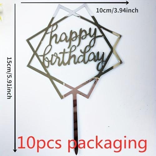 10 Pièces, Plusieurs Styles Joyeux Anniversaire Gâteau Topper Rose ... on Productcaster.