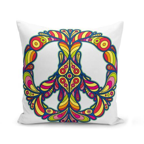 Housse De Coussin 40x40 Cm Signe Paix Art Hippie Psychedelique 70's... on Productcaster.