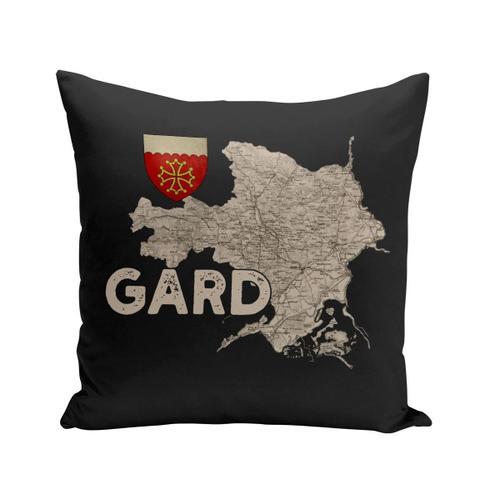 Coussin 40x40 Cm Gard 30 Département Nimes Carte Ancienne Occitanie on Productcaster.