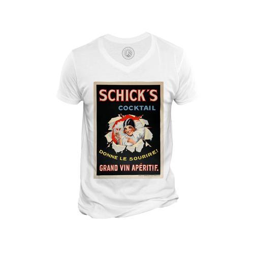 T-Shirt Homme Col V Shick's Cocktail Art Deco Affiche Publicitaire ... on Productcaster.