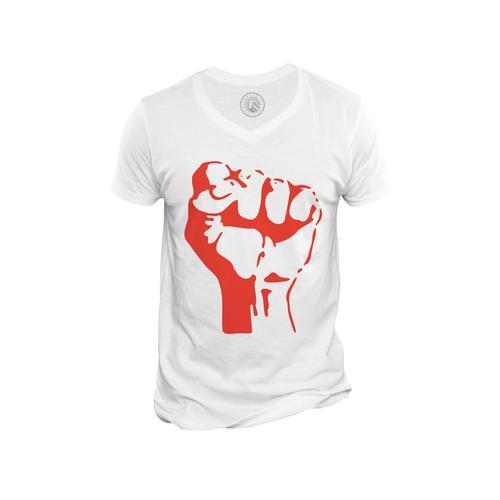 T-Shirt Homme Col V Poing Serre Resistance Militant Partie Communis... on Productcaster.