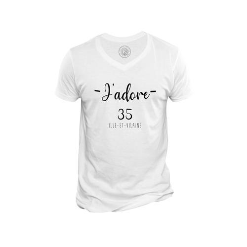 T-Shirt Homme Col V J'adore 35 Ille Et Vilaine Departement France R... on Productcaster.