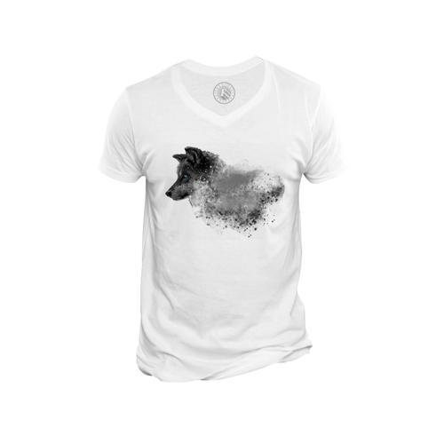 T-Shirt Homme Col V Magnifique Loup Yeux Bleu Peinture Art Animaux ... on Productcaster.