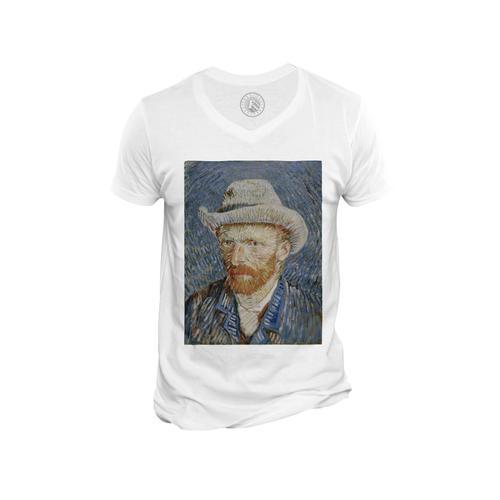 T-Shirt Homme Col V Van Gogh Autoportrait Au Chapeau De Feutre Pein... on Productcaster.