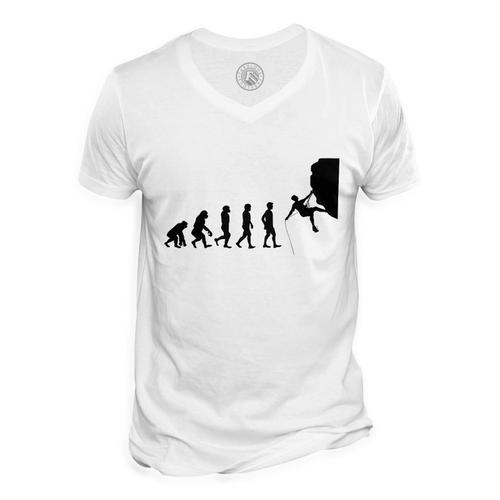 T-Shirt Homme Col V Evolution Escalade Grimpe Sport Athlète on Productcaster.