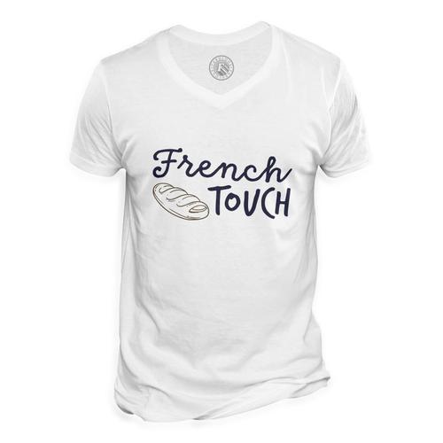 T-Shirt Homme Col V French Touch Française Cliché Baguette on Productcaster.