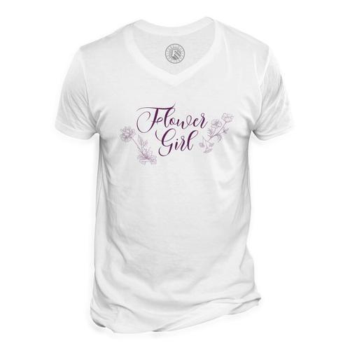 T-Shirt Homme Col V Flower Girl Calligraphie Mariage Noces Fiancée on Productcaster.