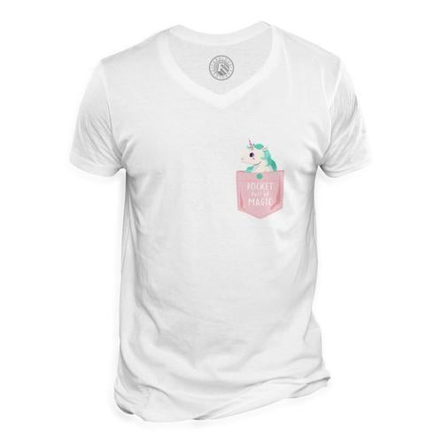 T-Shirt Homme Col V Poche Pocket Full Of Magic Licorne Magie Dessin on Productcaster.