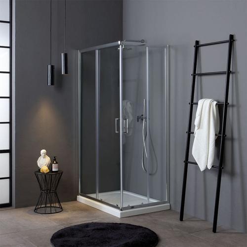 CABINE DE DOUCHE ECONOMIQUE VERRE 4 MM 70X90 PROFIL CHROME LUNA on Productcaster.