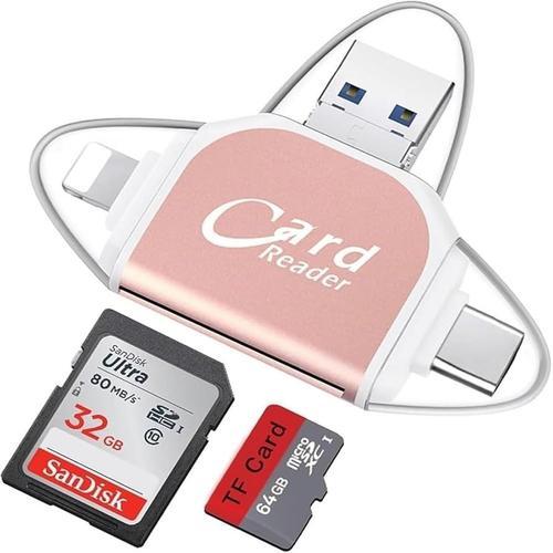 Pink Lecteur de Carte SD TF Universel multiport 4 en 1, Adaptateur ... on Productcaster.