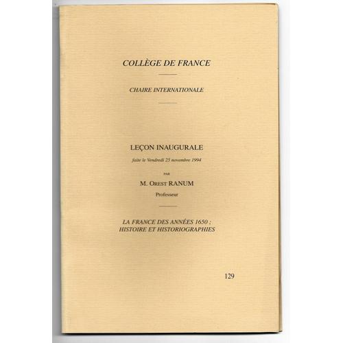 Collège De France. N° 129. Chaire Internationale. La France Des Ann... on Productcaster.