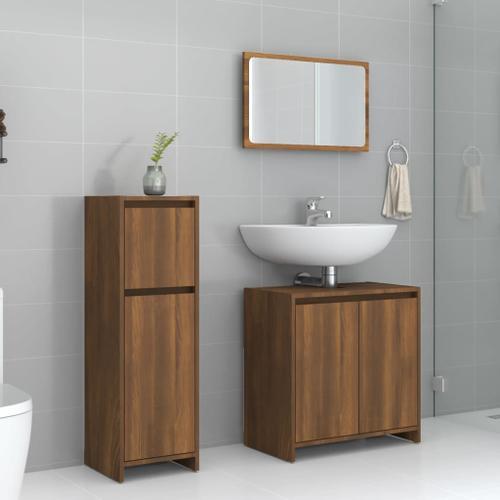 Vidaxl Ensemble De Meubles De Salle De Bain 3 Pcs Chêne Marron on Productcaster.