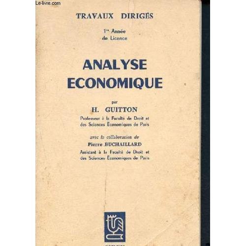 Analyse Economique - 1ere Annee - Travaux Diriges on Productcaster.