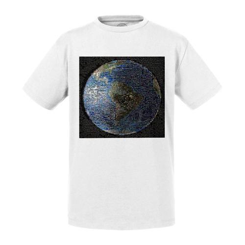 T-Shirt Enfant Planete Terre Mosaique Photo Art Pixel on Productcaster.