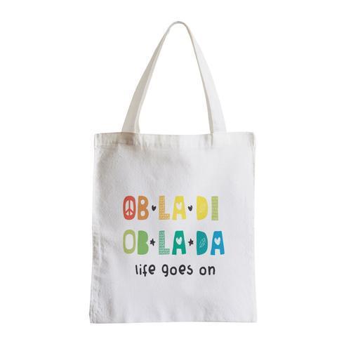 Grand Sac Shopping Plage Etudiant Obladi Oblada Life Goes On Musiqu... on Productcaster.