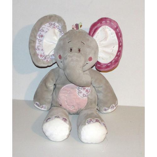 Doudou Elephant Noukies Grand Model 47 Cm Peluche Elephant Gris Ros... on Productcaster.