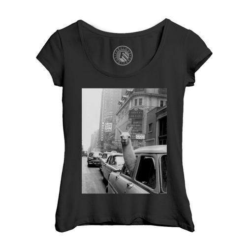 T-Shirt Femme Col Echancré Lama A Time Square Swag New York Annees ... on Productcaster.