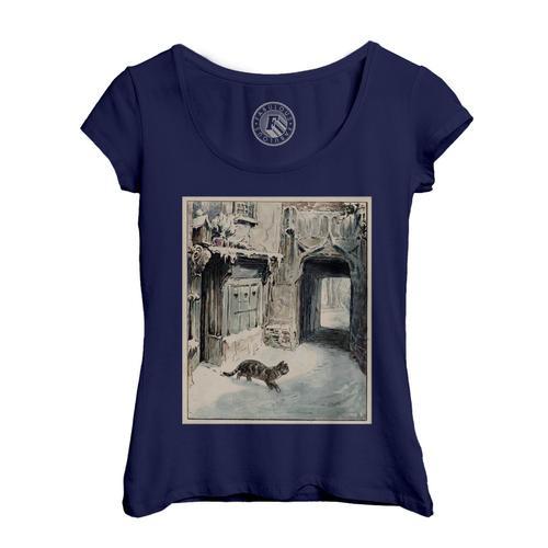 T-Shirt Femme Col Echancré Chat Dans La Neige Illustration Enfant B... on Productcaster.