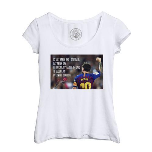 T-Shirt Femme Col Echancré Leo Messi Barcelone Football Succes Cita... on Productcaster.