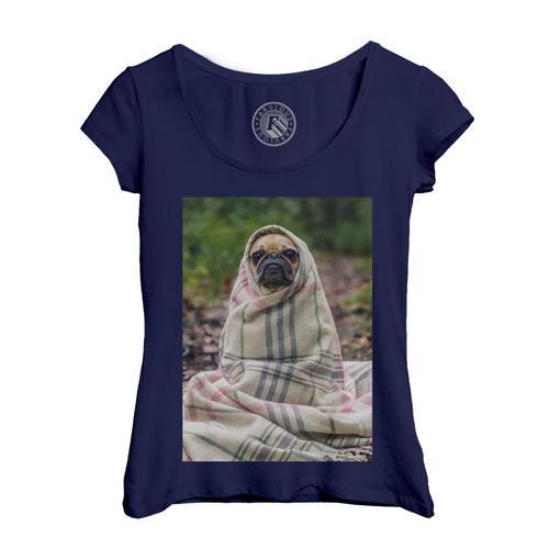 T-Shirt Femme Col Echancré Carlin Pug Petit Chien Couverture Nature... on Productcaster.