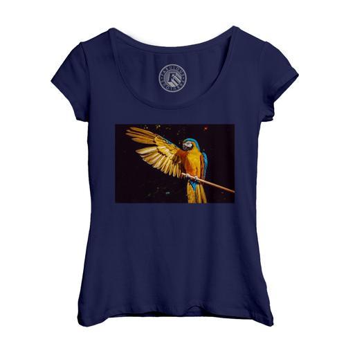 T-Shirt Femme Col Echancré Splendide Perroquet Jaune Et Bleu Oiseau... on Productcaster.