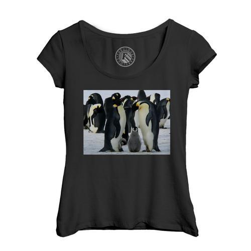 T-Shirt Femme Col Echancré Parents Et Bebes Pingouins Banquise Anim... on Productcaster.