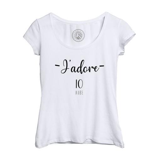 T-Shirt Femme Col Echancré J'adore 10 Aube Departement France Region on Productcaster.