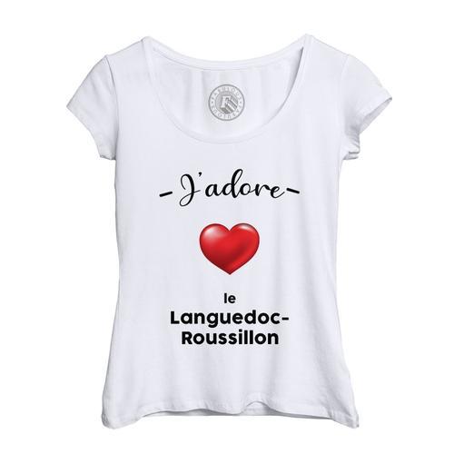 T-Shirt Femme Col Echancré J'adore Le Langedoc Roussillon Region De... on Productcaster.