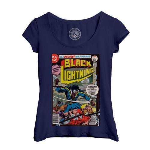 T-Shirt Femme Col Echancré Black Lightning Bande Dessinee Comics Su... on Productcaster.